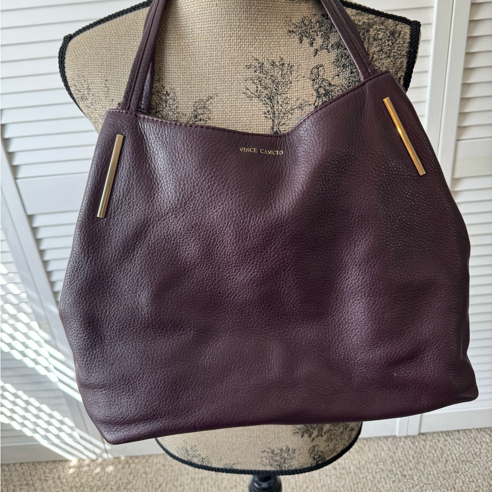 Vince Camuto Burgundy Leather Shoulder strap bag